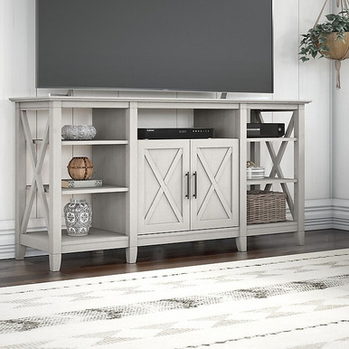 Bush Furniture Key West Tall TV Stand, Linen White Oak, Screens up to ...