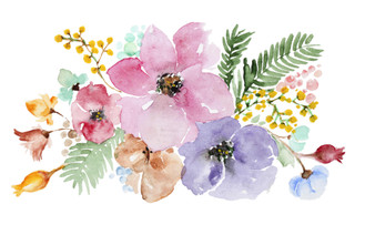 Watercolor Bouquet of flowers I