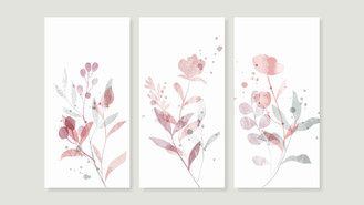 Old pink flower triptych