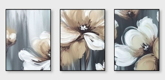 Abstract floral triptych