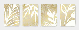 Set of leaves in white strokes