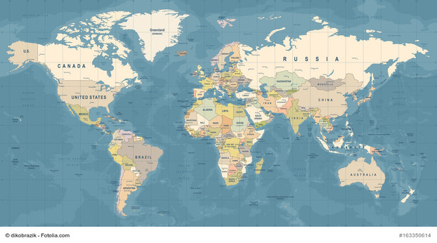 World map detailed illustration