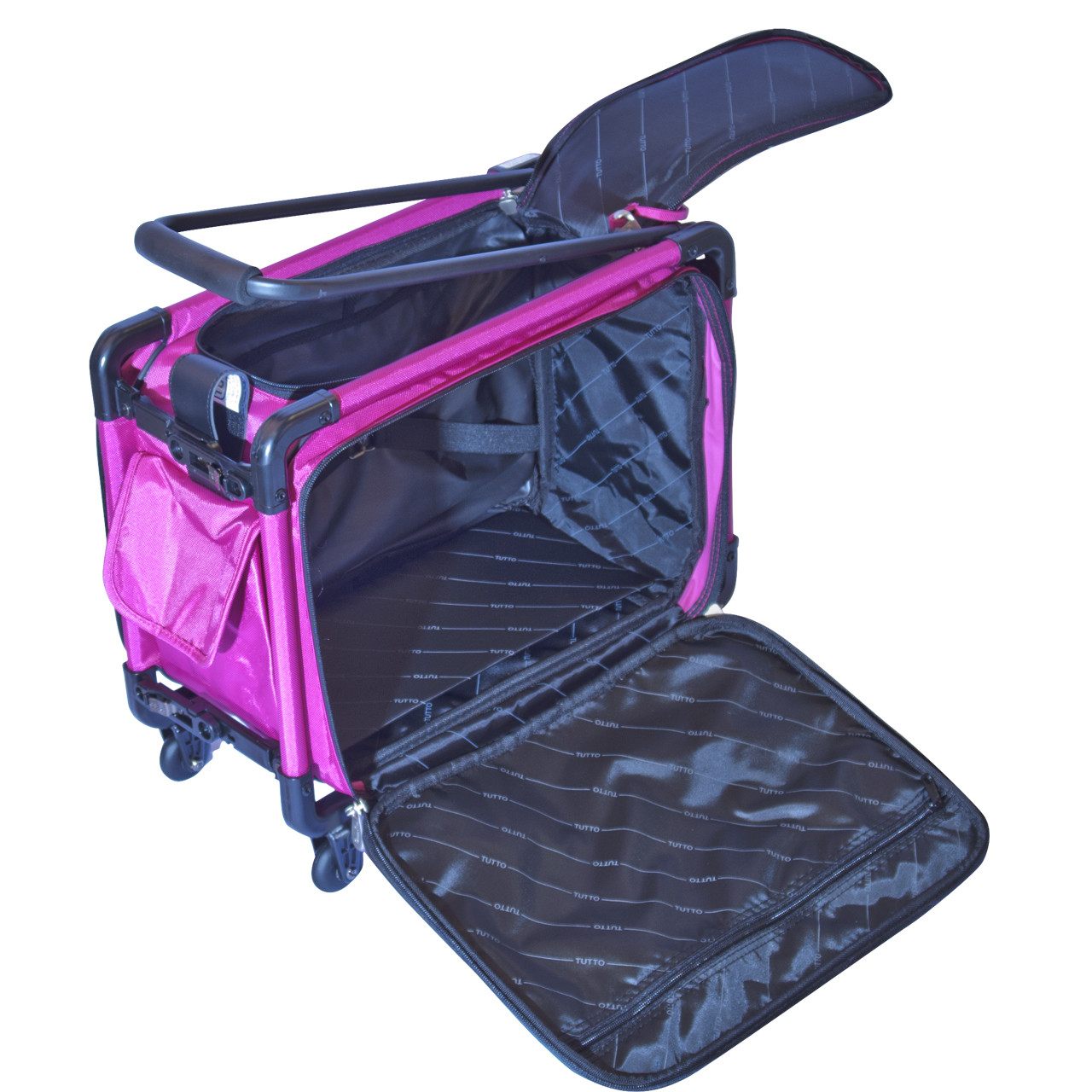 TUTTO sewing Machine case On Wheels purple & Black Case 17” Luggage Roll On