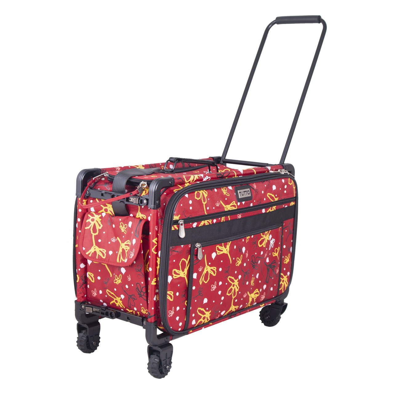 Tutto X-Large Sewing Machine Rolling Case - Daisies Gray Notion For Bernina & Other Brands