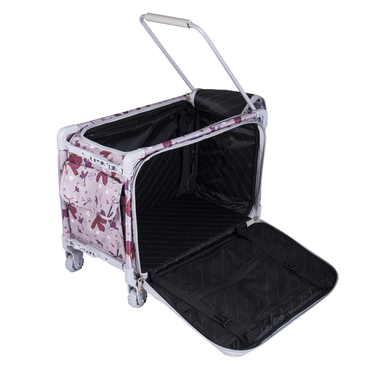 2XL -Gray Rose Gray w/ Daisies Machine On Wheels