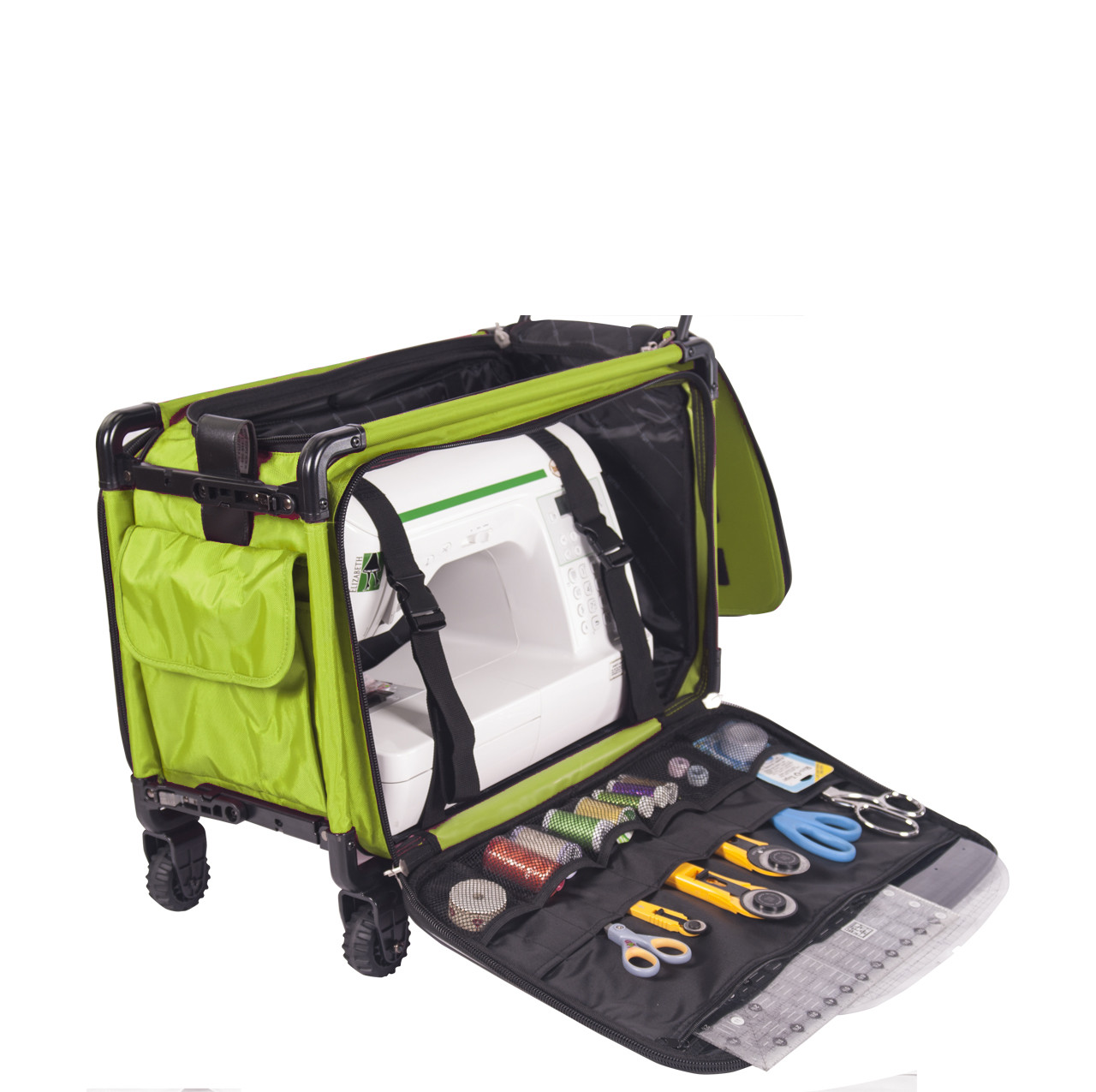 Tutto Large Sewing Machine Bag On Wheels - Lime