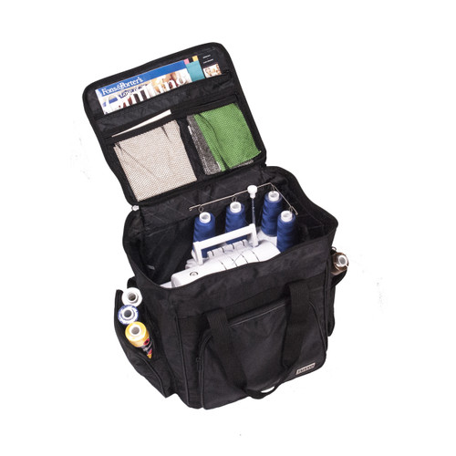 Holds small machine, serger and all your accessories Holds small machine, serger and all your accessories