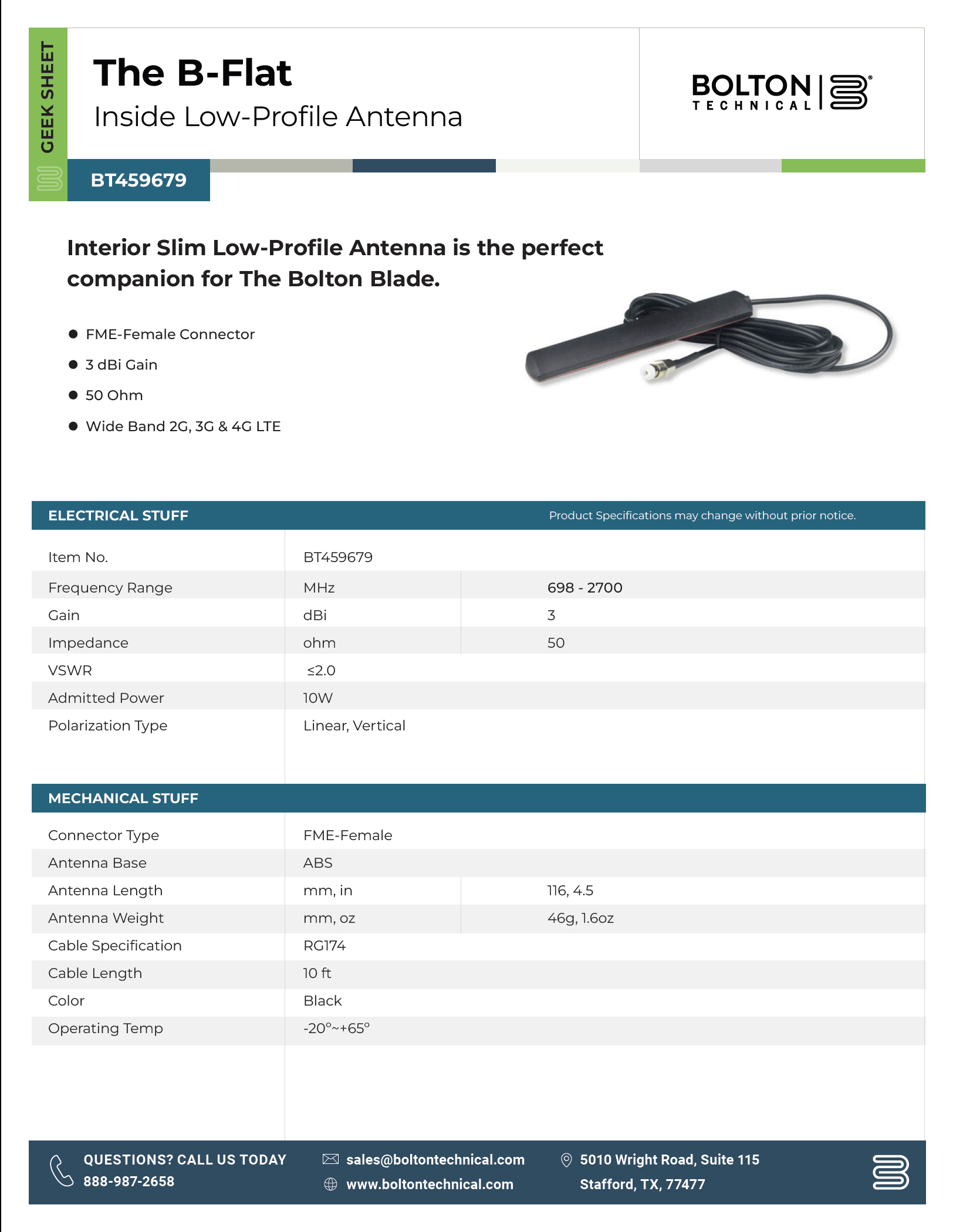 desktop indoor antenna spec sheet