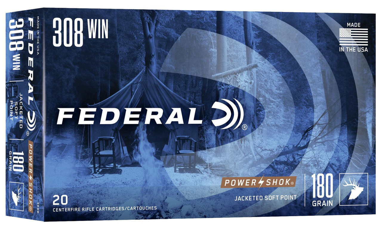 Federal 308B Power-Shok 308 Win Ammo 180 Grain JSP Ammo - RightToBear.com
