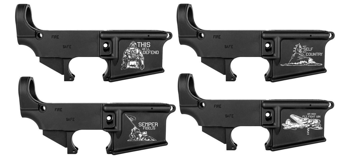 Armed Forces Day Inspired AR15 Anodized 80% Lower Receiver - Fire