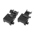 Mini Flip-Up Backup Iron Sight Set – Angular Low-Profile (Front & Rear, Black)