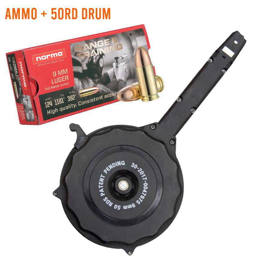 Ammo Bundle | 50rds Drum - Fits Glock 9mm + Norma 620340050 Brass Case ...