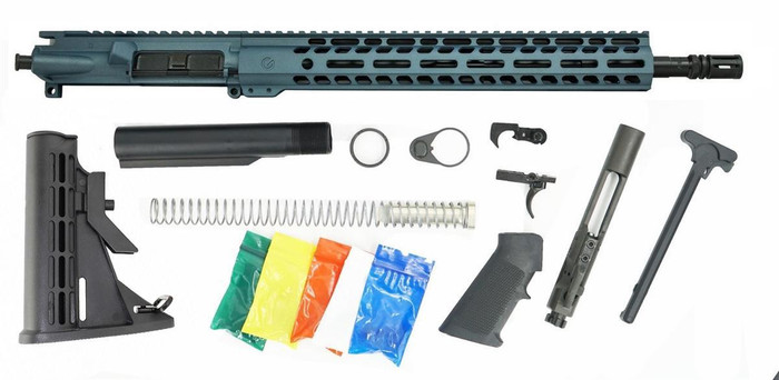 Ghost Firearms Rifle Build Kit - 16" 5.56 Barrel w/ 14" M-LOK Rail - Blue Titanium