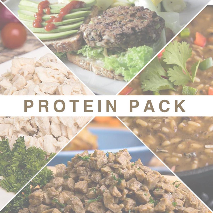 Protein Pack - Ready Hour Freeze-Dried Beef Dices / Black Bean Burger / Black Bean Soup / Freeze-Dried White Meat Chicken