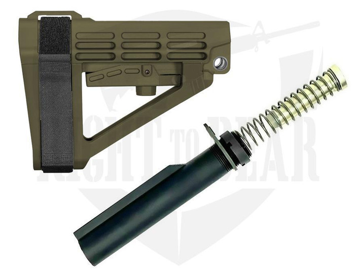 SB Tactical SBA4 Adjustable Pistol Brace + Mil-Spec Buffer Tube Kit - OD GREEN