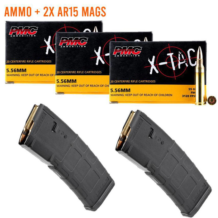 その他 pbm Ammo Bundle | 2x AR-15 5.56x45 Magazines - BLK + 3x PMC 223A