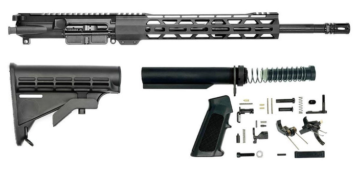 Rifle Build Kit - 5.56 | RTB Complete 16" Upper Receiver | 12" M-LOK HG |M4 6-Positon Stock Kit | LPK