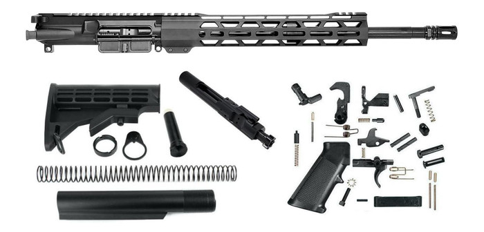 Rifle Build Kit - 5.56 | RTB Complete 16" Upper Receiver | 12" M-LOK HG |M4 6-Positon Stock Kit | TS LPK