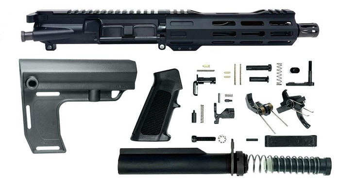 Pistol Build Kit - 5.56 | 7.5" Complete Upper Receiver w/ A2| MF Stabilizer | TS LPK