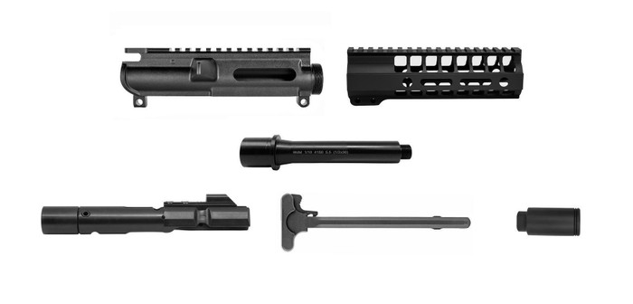 BG Upper Build Kit 5.5" 9mm Upper Receiver - Black | FLASH CAN | 7" M-LOK | With BCG & CH