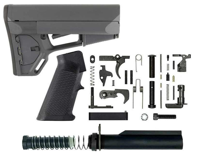 BN + Magpul Complete AR-15 Lower Build Kit - Magpul ACS Stock Mil-Spec- GREY