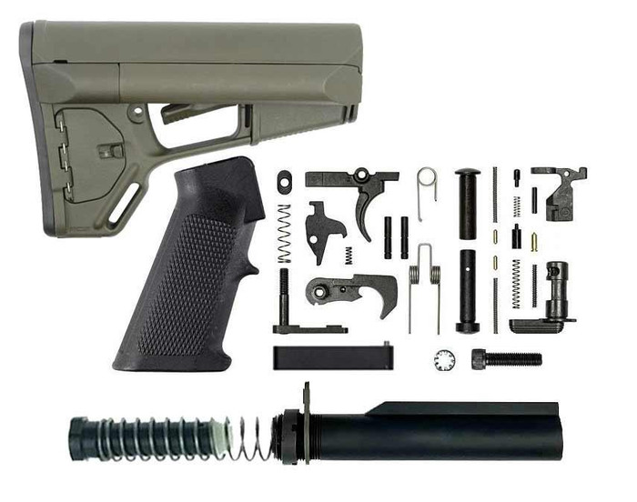 BN + Magpul Complete AR-15 Lower Build Kit - Magpul ACS Stock Mil-Spec- OD Green