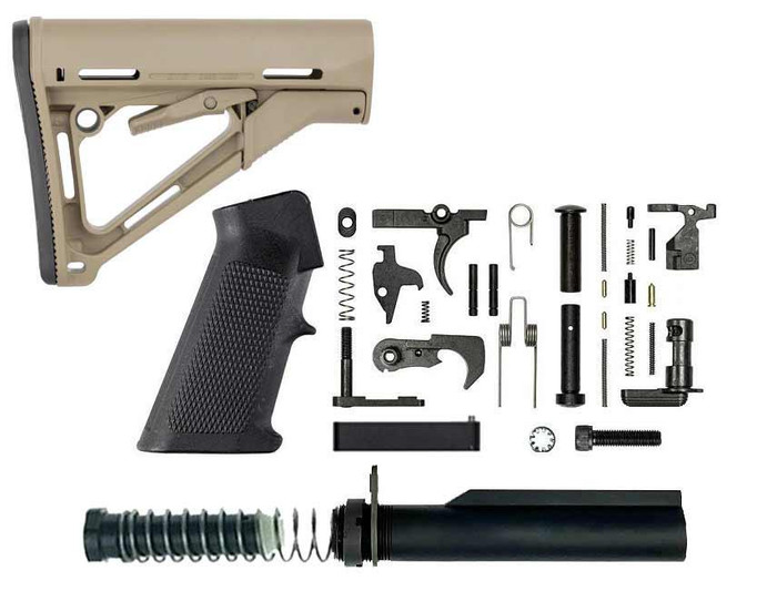 BN + Magpul Complete AR-15 Lower Build Kit - Magpul CTR Stock Mil-Spec FDE