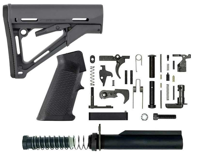 BN + Magpul Complete AR-15 Lower Build Kit - Magpul CTR Stock Mil-Spec GRY