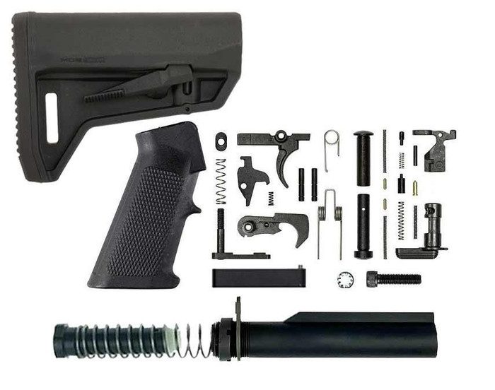 BN + Magpul Complete AR-15 Lower Build Kit - Magpul Industries MOE SL-M Carbine Stock - BLK