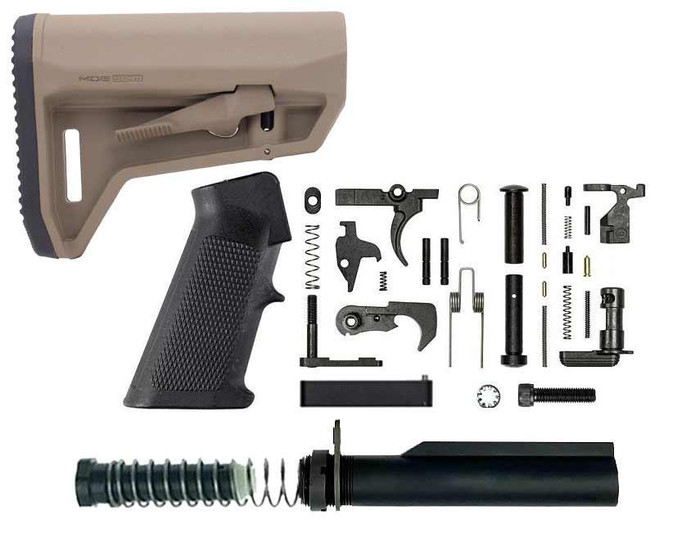 BN + Magpul Complete AR-15 Lower Build Kit - Magpul Industries MOE SL-M Carbine Stock - FDE