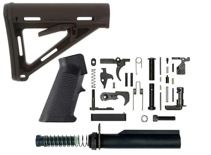 BN + Magpul Complete AR-15 Lower Build Kit - Magpul MOE Stock Mil-Spec - BLK