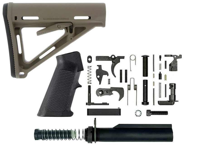 BN + Magpul Complete AR-15 Lower Build Kit - Magpul MOE Stock Mil-Spec - FDE
