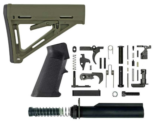 BN + Magpul Complete AR-15 Lower Build Kit - Magpul MOE Stock Mil-Spec - OD Green
