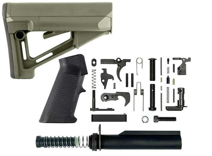 BN + Magpul Complete AR-15 Lower Build Kit - Magpul STR Stock Mil-Spec - OD Green