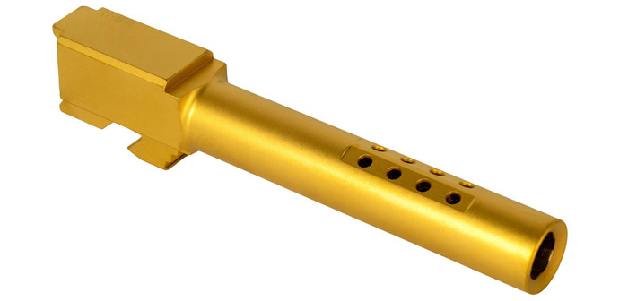 Drop In 9mm Barrel - Crown-Ported TiN Gold PVD Coated - Fits Glock