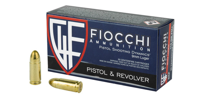 Fiocchi 115 Grain 9MM Ammo FMJ