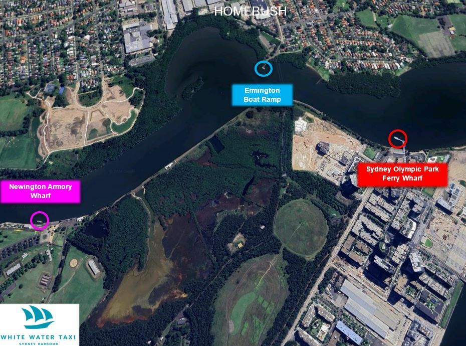 Homebush water taxi sydney map