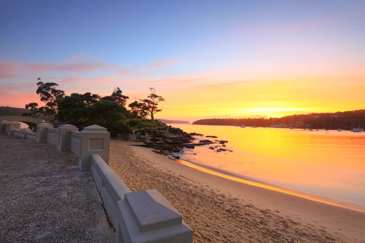 Balmoral sunset reachable by water taxi.