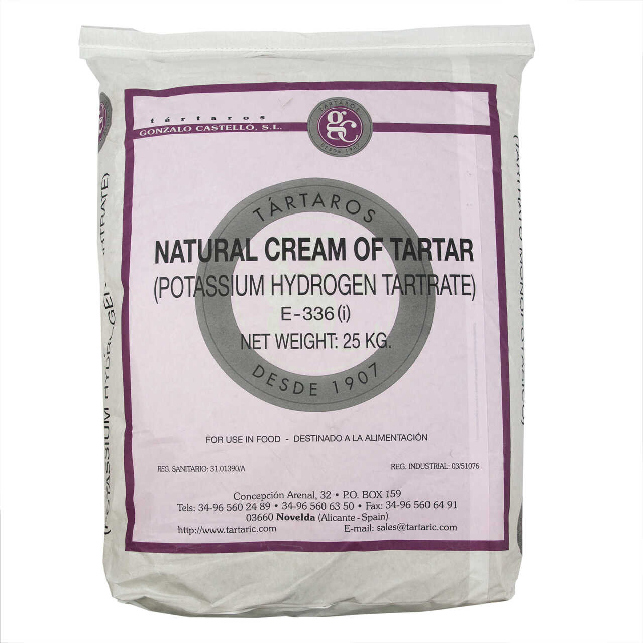 Cream of Tartar (Potassium Bitartrate) 50 lbs Bag for Sale