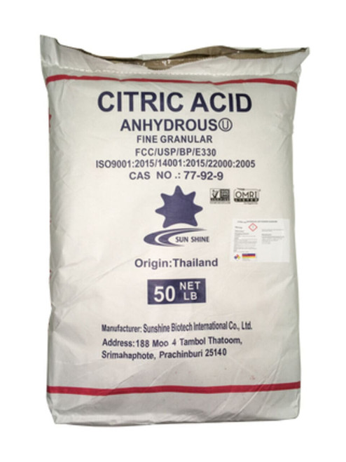 Citric Acid Anhydrous FCC/USP Non-GMO | 50 lbs Bag