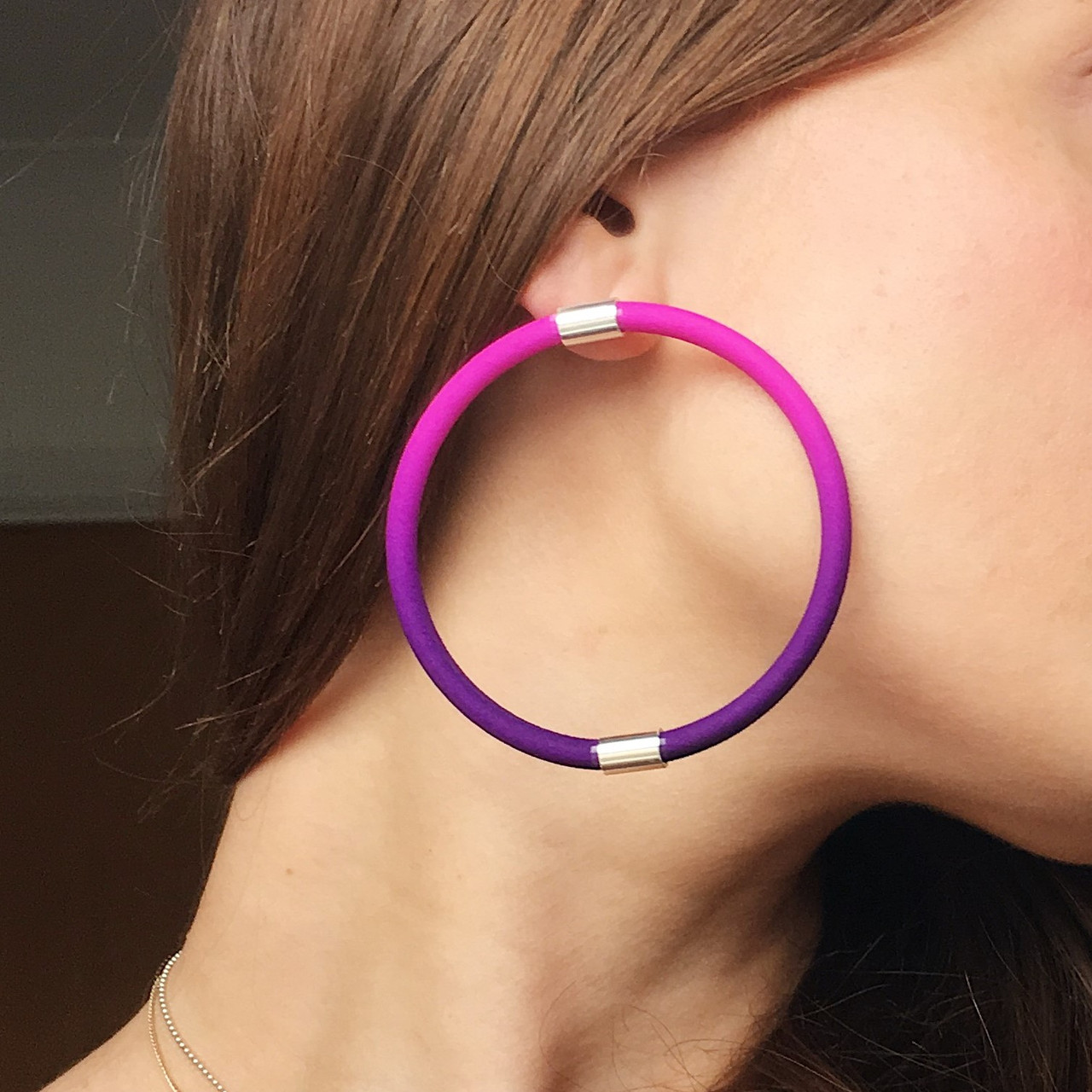 Mismatched Hoop Earrings – Pink and Purple