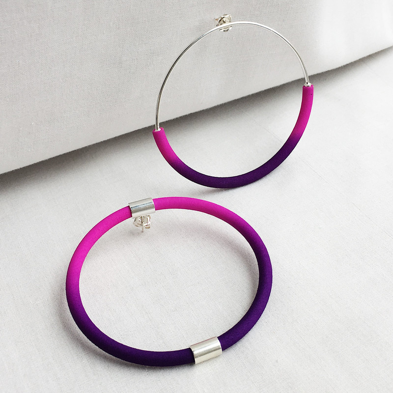 Mismatched Hoop Earrings – Pink and Purple | Handmade Jewellery by