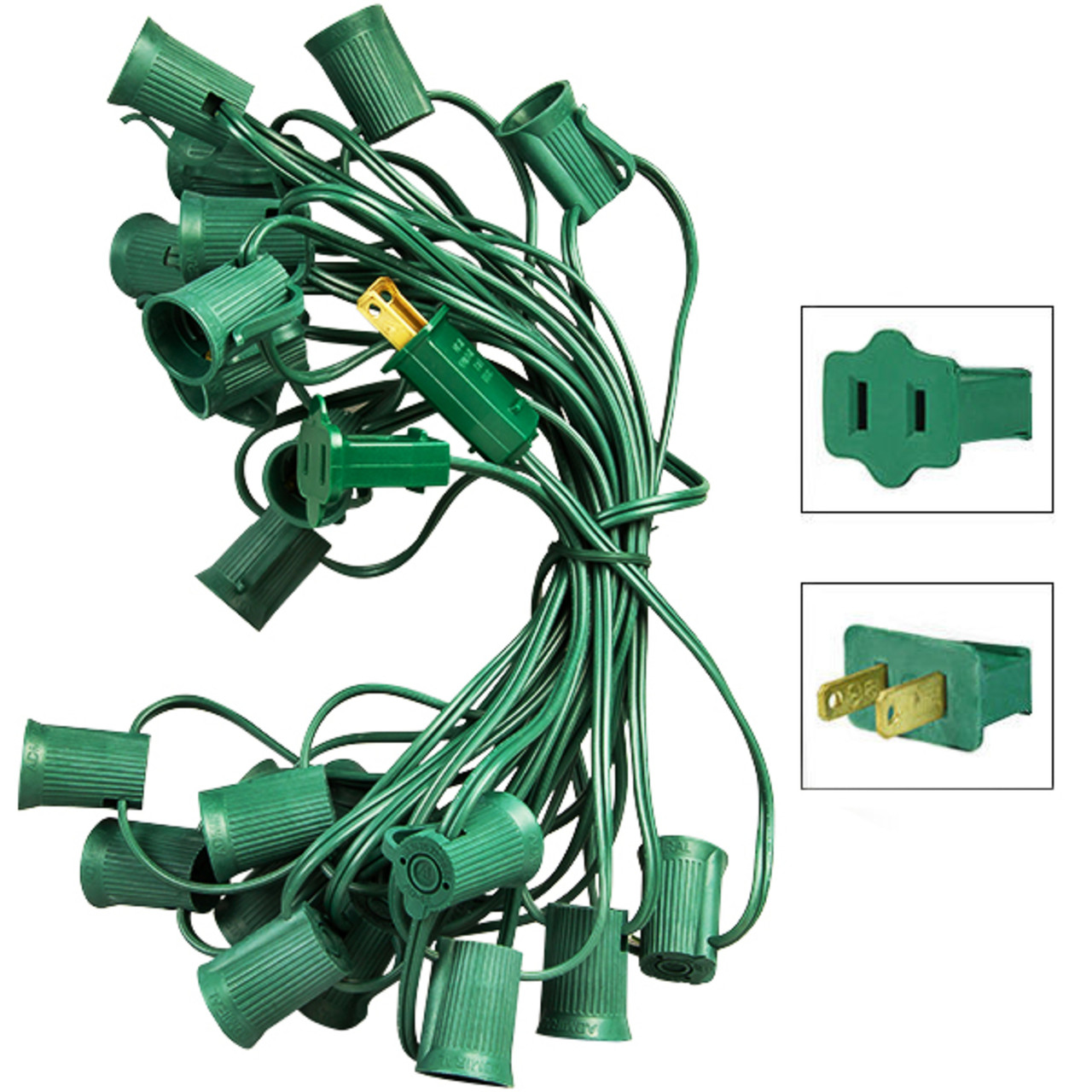 C9 25FT SPT-1 12IN SPACE ENDTOEND - 20 AWG GREEN WIRE 25 SOCKETS