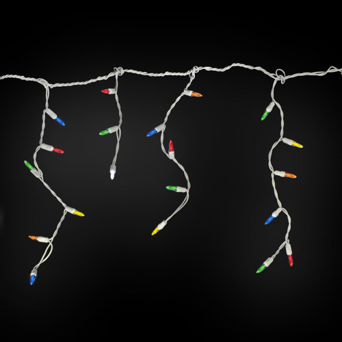 70L Multi Color M5 Icicle - 15 drops-7.5 feet overall - White Wire - CMS-70M5-3IC356MU