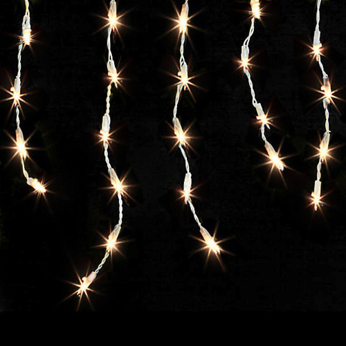 300L Clear Icicles 26ft Mini Lts - 150L- 2 SETS - WHITE WIRE - BRS-3673100