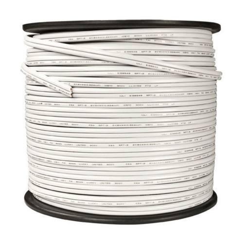 500FT WHITE WIRE SPT-2 - 18 AWG SMOOTH WIRE - CMS-10131