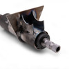 Close up of the pre-welded mounting bracket and pre-load collar on the back of the steering shaft (splines mate to u-joint in steering column.
