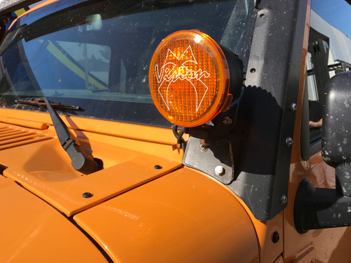 Jeep JK A-Pillar Light Mount Installed (shown with optional Cannon LED lights) Jeep JK A-Pillar Light Mount Installed (shown with optional Cannon LED lights)
