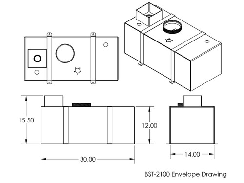Diagram of the BST-2100 with dimensions Diagram of the BST-2100 with dimensions