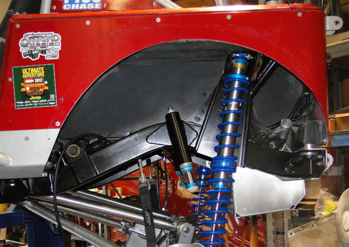 Here you can see how the C-pillar tie-in kit installs into the rear shock tower Here you can see how the C-pillar tie-in kit installs into the rear shock tower